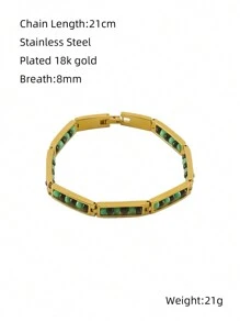 1 pièce Bracelet en acier inoxydable de mode de personnalité pour femmes, bijoux de bracelet en acier de titane de couleur or 18K