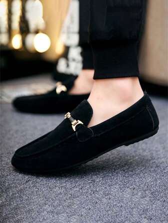 男士經典時尚舒適款樂福鞋，輕便套腳麵包鞋，休閒商務皮鞋