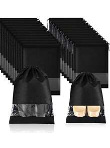 1件/5件/10件一次性无纺布防黄袋纯色鞋袋黑色无纺布防尘鞋套鞋子收纳袋防潮旅行鞋子包装鞋袋家用鞋套袋简约黑色抽绳防尘旅行鞋袋旅行防尘抽绳鞋子配件鞋子收纳鞋盒鞋子整理器鞋袋房间杂物鞋子收纳袋家用旅行黑色鞋子防尘套 - 黑色 - 查看 14