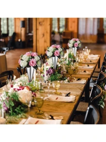 2pcs Set Trumpet Vase, Electroplated Vase For Table Decoration, Wedding & Holiday Decor Gifts Birthday Graduation Home Decor Room Decor Flower Vase Glass Vase