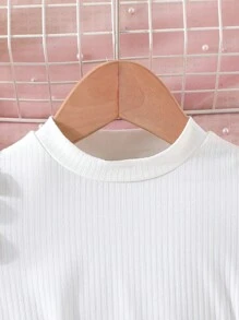 Kleine Mädchen Sommer Set mit Puffärmel Kurzarm T-Shirt und Schleife Rock