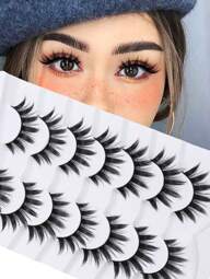 Pestañas en forma de ojo de gato con estilo manga, pestañas postizas individuales coreanas de aspecto natural y delicado para maquillaje de anime, pestañas en racimos para cosplay japonés, extensiones de pestañas postizas dramáticas y gruesas (7 pares) Tiras de pestañas, pestañas, pestañas postizas