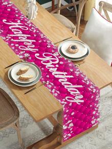 1 pièce Chemin de table rose rouge pour anniversaire, décoration de table pour fête d'anniversaire, fournitures de décoration d'arrière-plan, chemin de table, nappe, linge de table. Cadeau d'anniversaire, faveur de fête. Décoration d'anniversaire pour dames, décoration de maison d'anniversaire, décoration de pièce - Rose vif - Voir 4