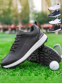 Men Spikeless Golf Shoes Breathable Golf Sneakers Anti Slip Golf Shoes Comfortable Golf Sneakers - 黑色 - 查看 1