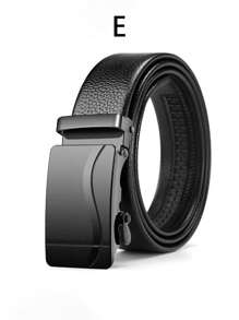 1pc Men's PU Leather Belt With Automatic Buckle, Casual Business Dress Belt For Middle-Aged And Young Men - Black - View 10