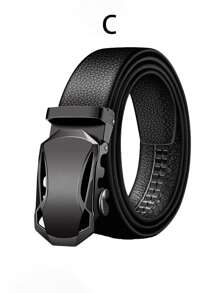 1pc Men's PU Leather Belt With Automatic Buckle, Casual Business Dress Belt For Middle-Aged And Young Men - Black - View 8