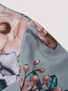 Vestido de cuello alto con estampado floral y cinturón  vestido elegantes para mujer moda. - Verde - Ver 8