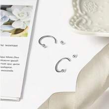 32pcs 16G Simple Stainless Steel Horseshoe Rings, Nose Septum Rings, Eyebrow Lip Rings, Tragus Helix Earring, Body Piercing Jewelry Gift For Men - Lip Ring Set - View 4