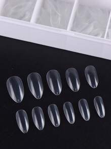 550片中号杏仁形透明软胶美甲贴纸，9种尺寸，全覆盖亚克力凝胶按压式美甲贴片，杏仁形美甲延长贴，带收纳盒，适合美甲沙龙和家庭DIY美甲 - 無色 - 查看 5