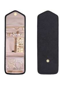 1pc Exquisite Portable Travel Jewelry Storage Box, Mini Simple Jewelry Organizer, Foldable Jewelry Roll For Necklaces, Earrings, Bracelets