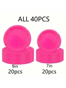 40pcs Disposable Paper Plates, 9-Inch And 7-Inch, Suitable For Wedding And Birthday Parties, Gold/Rose Gold/Silver Colored Dessert Decoration, BBQ/Cake Plate Tableware, Baking Utensils,Christmas