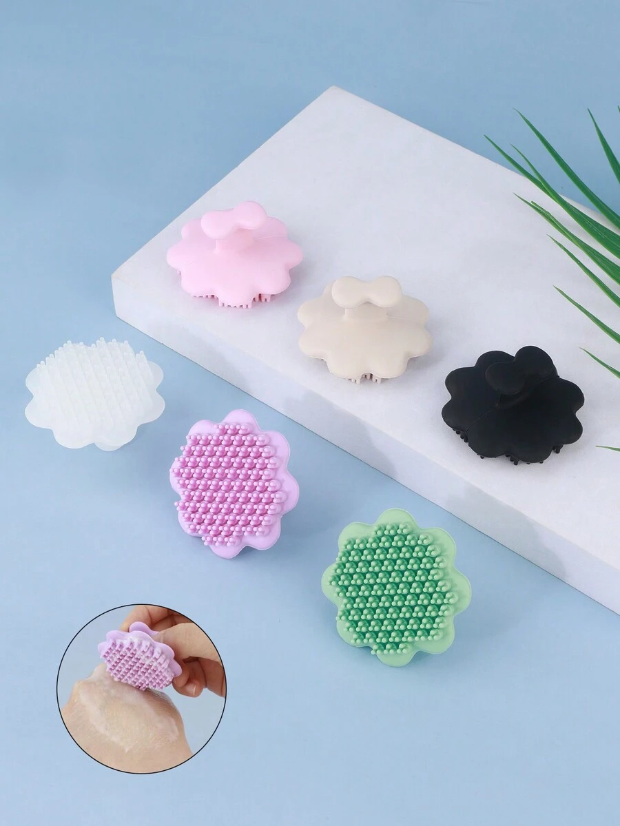 1 Bàn chải làm sạch da mặt bằng silicon hình bông hoa, Bàn chải tẩy mụn đầu đen & tẩy trang đa chức năng, Di động và vừa vặn với khuôn mặt, Lông bàn chải dày đặc và tinh tế - Nhiều màu - Xem 1