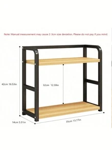 1pc Double-Layer Large Capacity Spice Storage Rack, Kitchen Cabinet Organizer Storage Shelf, Kitchen Countertop Multi-Function Storage Rack, Household Storage Rack, Spice Jar Storage Rack With Hook Accessory - Black - View 9