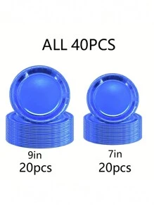 40pcs Disposable Paper Plates, 9-Inch And 7-Inch, Suitable For Wedding And Birthday Parties, Gold/Rose Gold/Silver Colored Dessert Decoration, BBQ/Cake Plate Tableware, Baking Utensils,Christmas