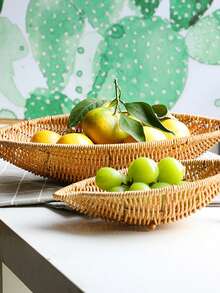 1pc  Handmade Round Bamboo Weaving Sieve Fruit Seed Tea Basket Storage Fruit Tray Groceries Baskets Containers - Coffee Brown - View 4