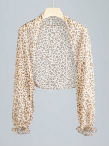 1件女士印花休闲长袖披肩，可搭配连衣裙