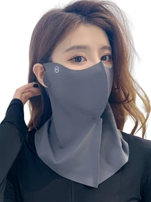 1 mascarilla de seda de hielo de nylon sin trazas, cubriendo media cara, con protección de cuello, protector solar, transpirable, diseño 3D, antirrayos UV - Multicolor - Ver 7