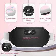 無線月經疼痛紓緩電熱墊，便攜式治療背痛熱墊，擁有6個熱度級別和按摩模式 - 黑色 - 查看 4