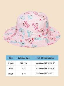 2pcs Kids Solid Color And Butterfly Print Adjustable Sun Protection Breathable Casual Bucket Hats For Outdoor Travel And Daily Use - Multicolor - View 4