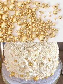 Decoraciones para pasteles con perlas doradas simuladas (no comestibles) de 85g/paquete, perfectas para decorar cupcakes, galletas, helados y fiestas, aniversarios de bodas, celebraciones de cumpleaños y graduaciones - Multicolor - Ver 1