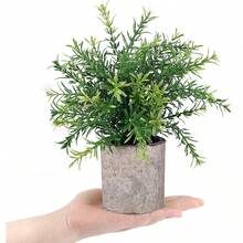 1 pieza Planta artificial multifuncional con maceta, decoración del hogar para cocina, sala de estar, dormitorio, realista - Verde - Ver 5