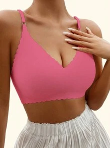 Women's Seamless Bra, Push-Up, Beautiful Back, Support, Comfortable, Breathable, Skin-Friendly, Sexy, Removable Breast Pads, No Wires, Adjustable Shoulder Straps, Sleep, Leisure, Yoga, Buckleless Bra Daily Disposable Underwear, Lingerie