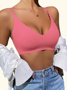 Women's Seamless Bra, Push-Up, Beautiful Back, Support, Comfortable, Breathable, Skin-Friendly, Sexy, Removable Breast Pads, No Wires, Adjustable Shoulder Straps, Sleep, Leisure, Yoga, Buckleless Bra Daily Disposable Underwear, Lingerie