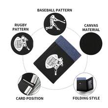 折叠帆布钱包卡夹，棒球、橄榄球印花钱包，多卡位简约潮流钱包，极简主义，男士理想礼物，纪念礼物，同学毕业礼物，团队礼物，感谢老师礼物 - 彩色 - 查看 8