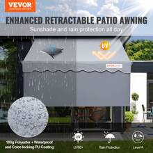 Manual Retractable Awning, 78" Outdoor Retractable Patio Awning Sunshade Shelter, Adjustable Patio Door Window Awning Canopy With 39" Sun Shade Curtain For Backyard, Garden, Balcony