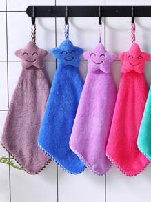 1/2/4/6/8pcs Polyester Fiber Soft And Absorbent Hand Towel With Cute Smile Embroidery, Available In Various Colors For Home Use, Quick Drying And No Fading, Suitable For Kitchen And Bathroom, Great For Festive Gifts Home Bathroom Decor Summer Back To School