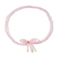 淺奶蜜黃色FGB珠編織蝴蝶結手鍊珠寶，輕奢可愛風格，適用於日常佩戴和禮物 - FG-B24042701 - 查看 8