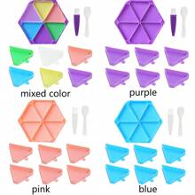 6rutor Hexagon Diamond målning Bricka Utrustning , Stor Borra Tallrik , 6X Små Borra Tallrik + Borste + Sked - Multifärgad - Visa 2