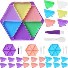 6rutor Hexagon Diamond målning Bricka Utrustning , Stor Borra Tallrik , 6X Små Borra Tallrik + Borste + Sked - Multifärgad - Visa 1