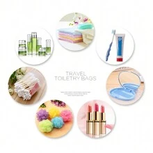 1 Pc Laser Color Thick Travel Storage Bag, Toiletry Bag, Makeup Pouch With Clear Window, Waterproof And Easy To Clean, Fashionable And Durable Makeup Bag Storage Makeup Organizer Makeup Case - Laser Color - View 5