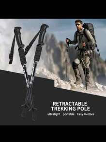 عكاز المشي المستقيم مع مقبض مصنوع من سبائك الألومنيوم عالية المستوى، يمكن طيّه، يستخدم للتنزه والرحلات الخارجية، عصى محمولة يمكن تعديل ارتفاعها. (نمط عشوائي) - متعدد الألوان - مشاهدة 2