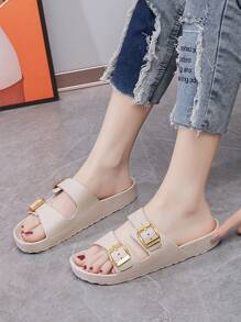 2025 Neue Sandalen mit dicker Sohle, rutschfest, mit Doppelschnalle, Lässig Keilpantoffeln für Frauen - Khaki - Übersicht 11