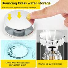 Cross-Border Hot Selling Small Caliber American Standard Wash Basin Sink Drain Plug Copper Pop-Up Core Deodorant Press-Type Universal Sewer - Silver - View 4