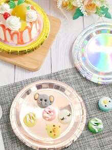 40pcs Disposable Paper Plates, 9-Inch And 7-Inch, Suitable For Wedding And Birthday Parties, Gold/Rose Gold/Silver Colored Dessert Decoration, BBQ/Cake Plate Tableware, Baking Utensils,Christmas