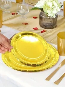 40pcs Disposable Paper Plates, 9-Inch And 7-Inch, Suitable For Wedding And Birthday Parties, Gold/Rose Gold/Silver Colored Dessert Decoration, BBQ/Cake Plate Tableware, Baking Utensils,Christmas