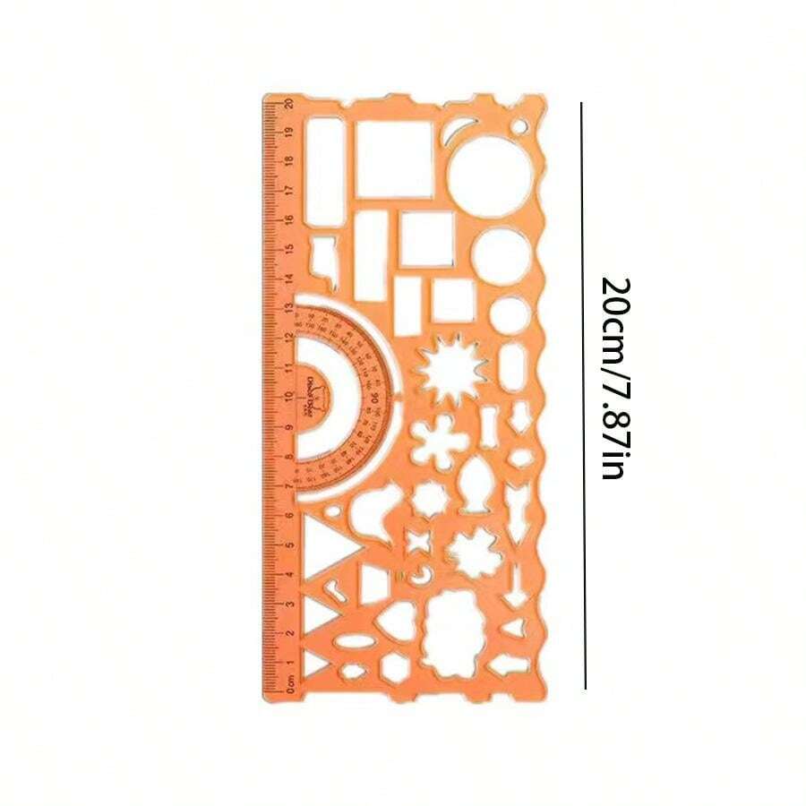 2pcs Drawing Ruler, Student Multifunctional Drawing Template Ruler Set