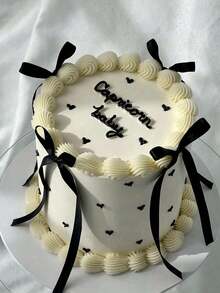 10入組DIY絲帶蝴蝶結蛋糕裝飾，黑色絲綢蛋糕裙，畢業蛋糕裝飾，節日禮品包裝，派對裝飾，生日派對桌面裝飾 - 彩色 - 查看 6