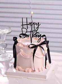 10入組DIY絲帶蝴蝶結蛋糕裝飾，黑色絲綢蛋糕裙，畢業蛋糕裝飾，節日禮品包裝，派對裝飾，生日派對桌面裝飾 - 彩色 - 查看 1