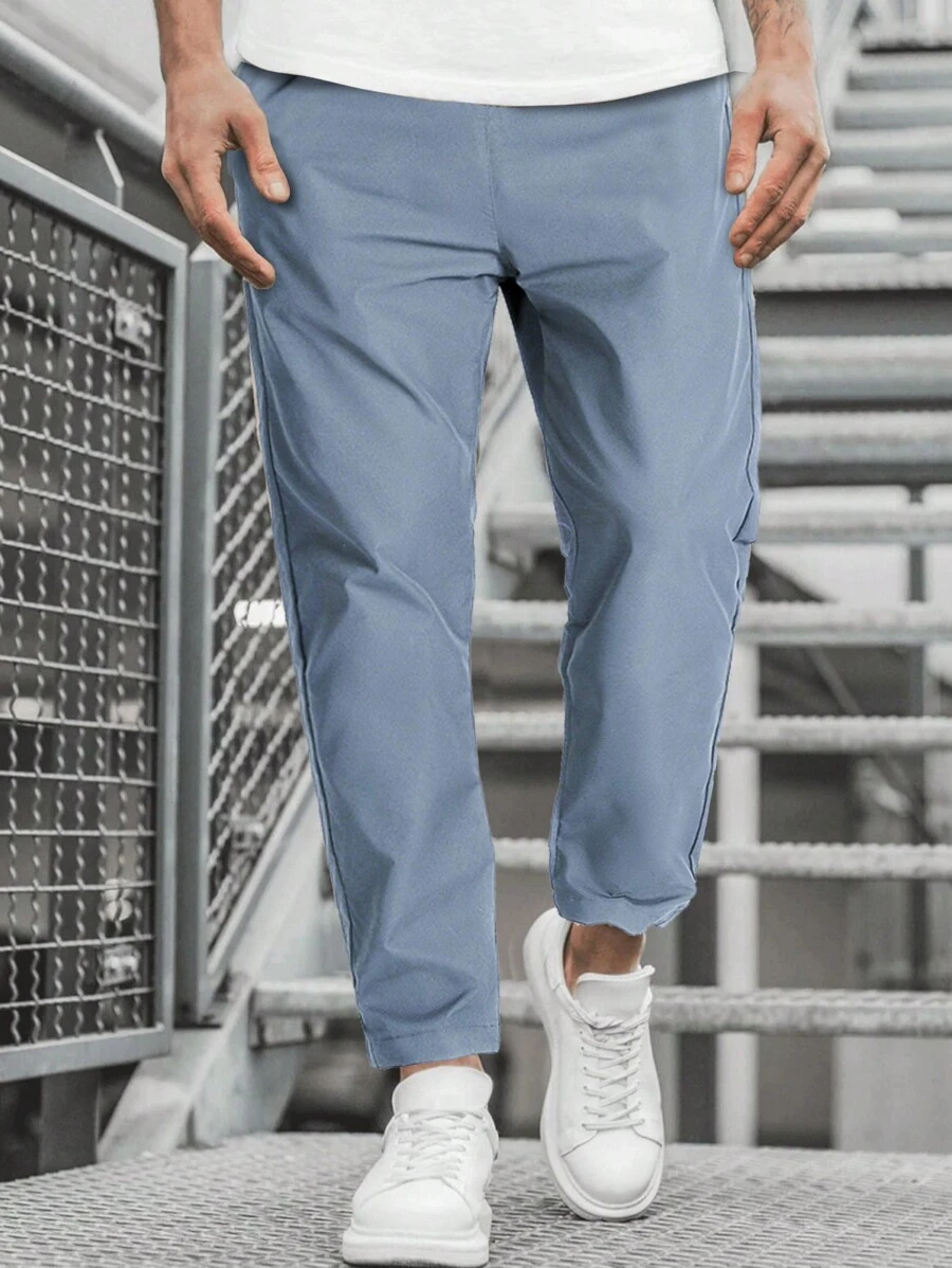 1pc Boyfriend Style Men's Work Pants Loose-Fit Straight-Leg Wide-Legged Quick-Dry Sports Leisure Trousers - Royal Blue - View 1