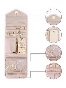 1pc Exquisite Portable Travel Jewelry Storage Box, Mini Simple Jewelry Organizer, Foldable Jewelry Roll For Necklaces, Earrings, Bracelets