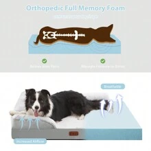 1pc 4-Season Pet Cat Dog Sofa Bed Pad, Super Cozy Supporting Spine Design, Removable & Washable Blue Memory Foam, Suitable For Small/Medium/Large Cats & Dogs, 24h Rebound Bottom - Light Grey - View 6