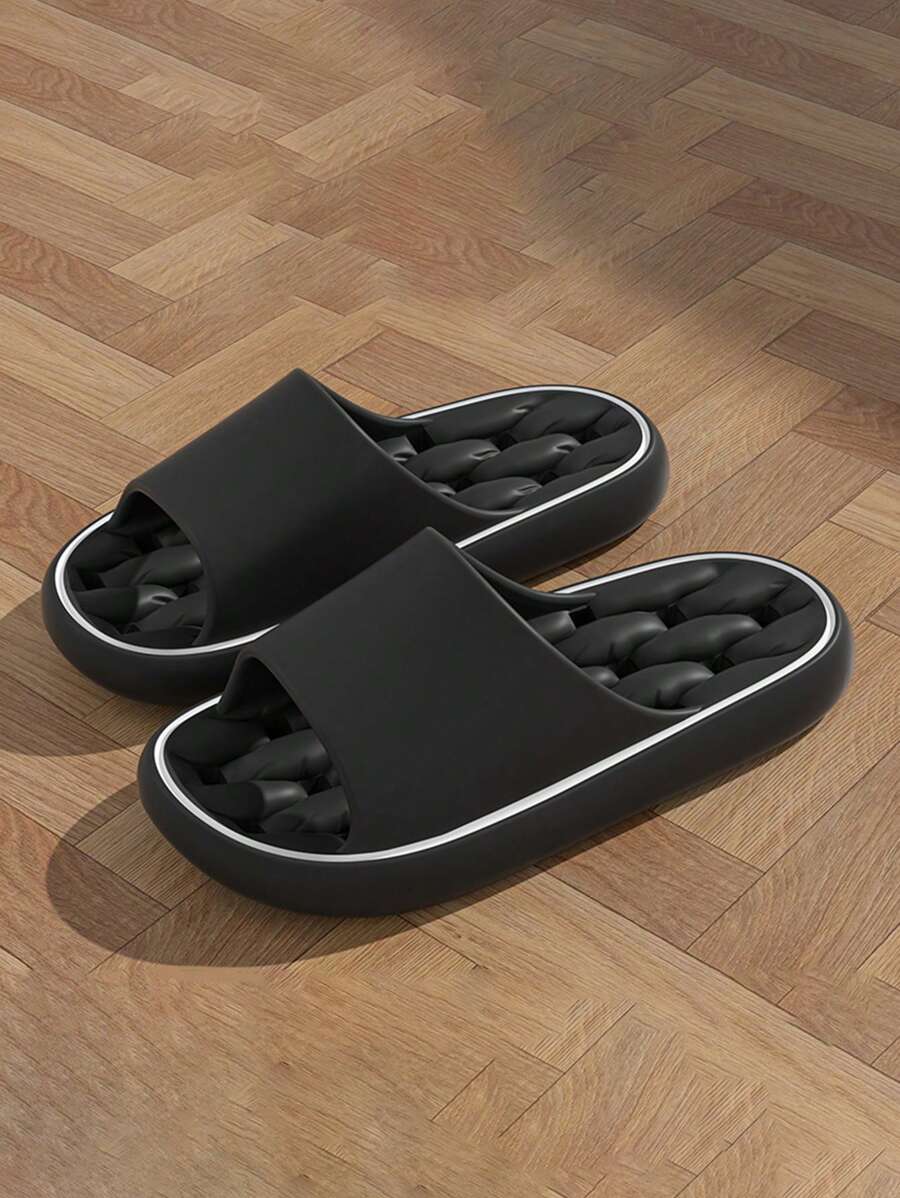 Women's Thickened Leak-Proof Home Slippers, Comfortable And Simple Soft Non-Slip Slippers, Simple And Casual Style 2024 New Style Indoor Bathroom Home Use Women's Slippers