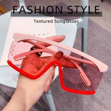 1 件男女通用大框一体式时尚眼镜，个性化女士墨镜，欧美夜店派对眼镜 - 彩色 - 查看 1