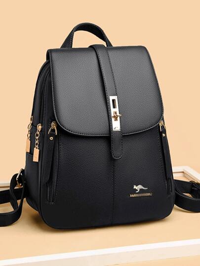 Women's Classic PU Classic Backpack, Fashionable Retro Large-Capacity Double-Sided Zipper Backpack, Multiple Pockets, College Style Backpack, Used In The School Season, Vacation Style Backpack, Suitable For Travel And Vacation, And Use On Campus