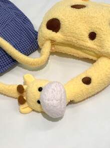 Cute Cartoon Giraffe Plush Crossbody/Shoulder Bag, Personalized Phone & Coin Purse, Girl Birthday Gift, Fashionable Butter Yellow Bag For Women