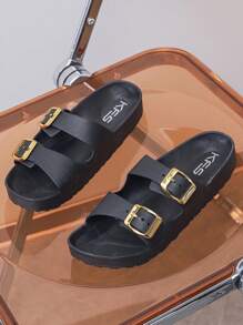 2025 New Thick Sole Non-Slip Beach Sandals For Women, Casual Wedge Slippers For Outdoor Wear - Black - View 3